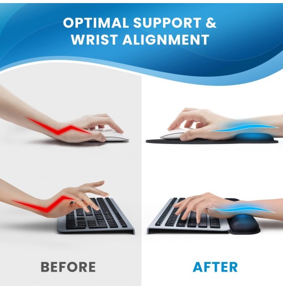 Everlasting Comfort Mouse Pad with Wrist Support - Includes Keyboard Wrist Rest - Ergonomic Memory Foam Desk Cushion for Carpal Tunnel - Computer, Laptop, Typing and Gaming Accessories