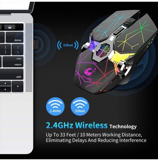 Wireless Gaming Mouse Rechargeable,RGB Multi-Colour Backlit Game Mice with 7 Buttons Computer Accessories,2.4G Silent Optical,3 Adjustable DPI Game Mouse Power Saving Mode for Laptop/PC/Notebook