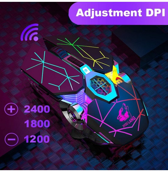 Wireless Gaming Mouse Rechargeable,RGB Multi-Colour Backlit Game Mice with 7 Buttons Computer Accessories,2.4G Silent Optical,3 Adjustable DPI Game Mouse Power Saving Mode for Laptop/PC/Notebook