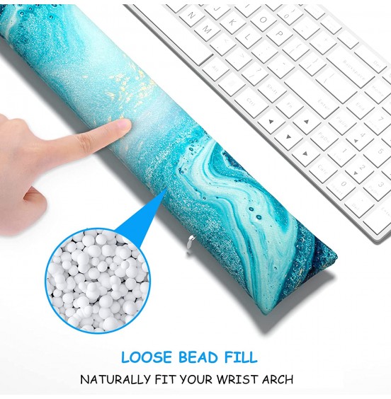 Atufsuat Bean Bag Wrist Rest, Ergonomic Wrist Support for Mouse and Keyboard, Beaded Cushion for Wrist Arm Hand Elbow Support, Computer Laptop Accessories, Office Desk Decor for Women Men, Teal Marble