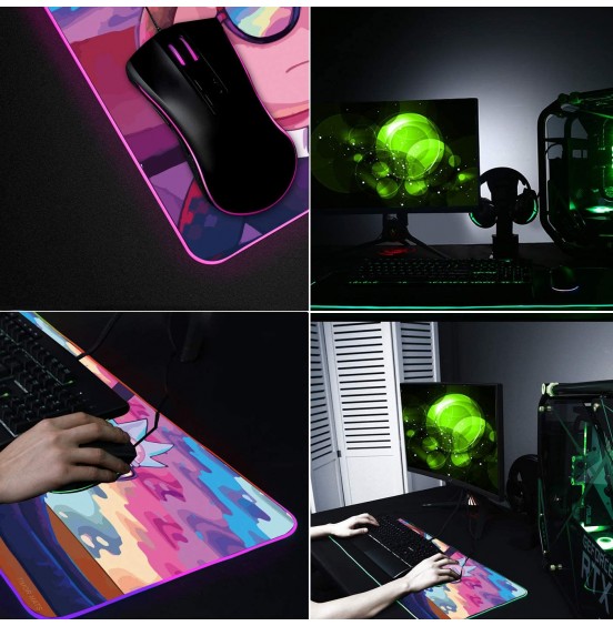 Bimormat RGB Mouse Pad LED Light Gaming Mouse Pad with Rubber Base Colorful Computer Carpet Desk Mat for PC Laptop (35.4 15.7 inch) (9040rkmomo)